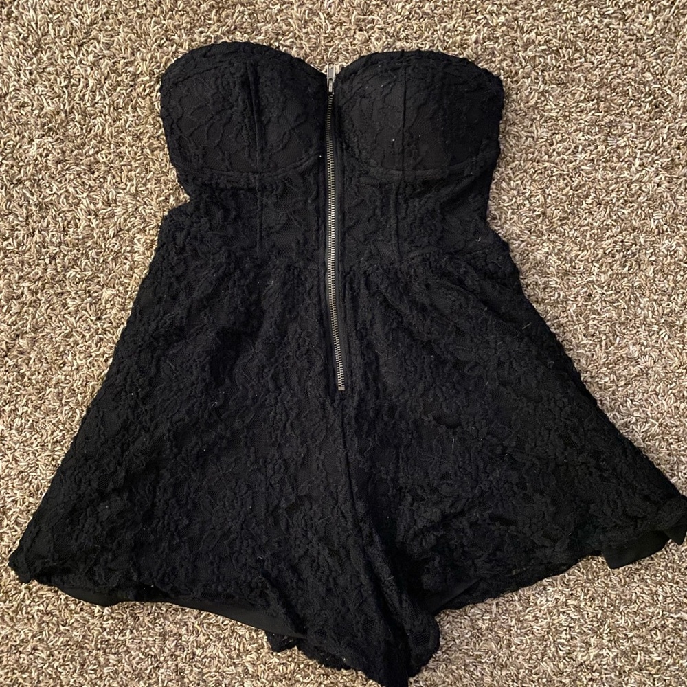 Black Lace Bustier Romper